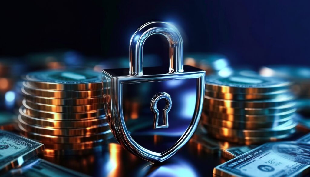 secure banking practices with a lock symbolizing privacy and protection. generative ai